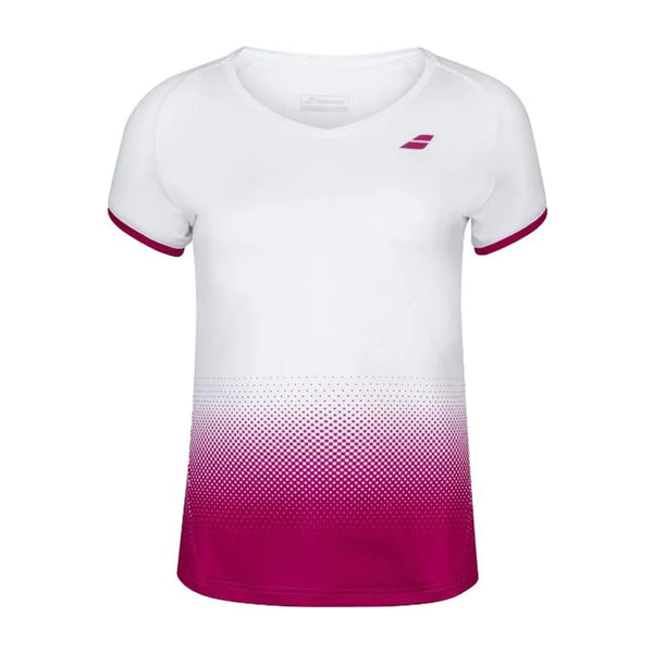 BABOLAT COMPLETE CAP SLEEVE TOP WHITE/RED GIRL