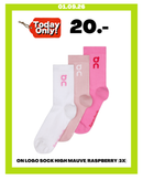 ON LOGO SOCK HIGH MAUVE/RASPBERRY (3X)