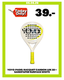 YOYO-PADEL RACQUET CARBON 12K 3D + SANDPAPER SURFACE WHITE