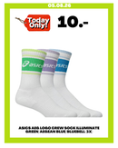 ASICS AEG LOGO CREW SOCK ILLUMINATE GREEN/AEGEAN BLUE/BLUEBELL (3X)