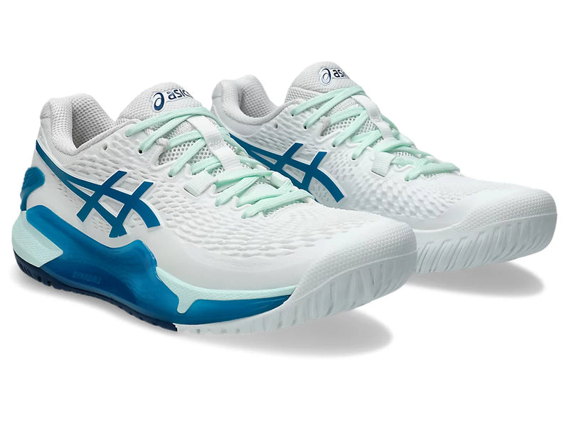 ASICS GEL RESOLUTION 9 AC WHITE/TEAL BLUE WOMAN