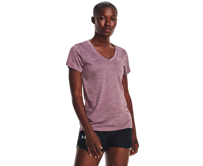 UNDER ARMOUR TECH TWIST V-NECK MISTY PURPLE/FRESH ORCHID WOMAN