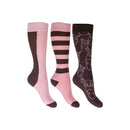 HKM REITSOCKEN HOUSTON PINK/BRAUN (3X)