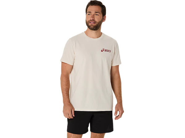 ASICS CHEST LOGO SS TEE BIRCH/BURNT RED MAN