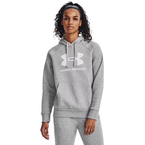 UNDER ARMOUR RIVAL FLEECE BIG LOGO HOODIE GREY WOMAN