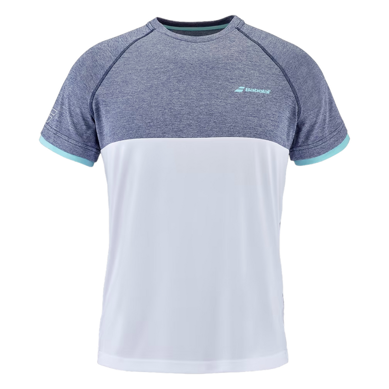 BABOLAT PLAY CREW NECK TEE WHITE/BLUE BOY