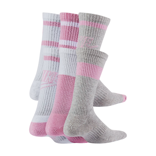 NIKE EVERYDAY CUSHIONED CREW SOCKS PINK/GREY/WHITE (6X)