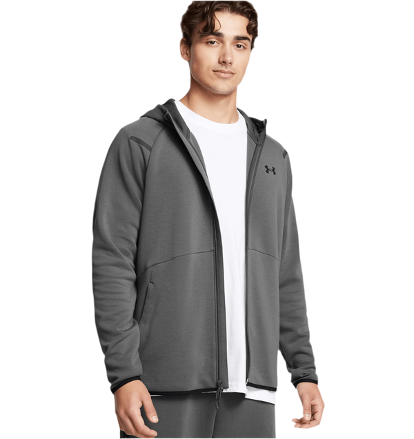 UNDER ARMOUR UNSTOPPABLE FLEECE FULL-ZIP HOODIE GREY MAN