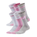 NIKE EVERYDAY CUSHIONED CREW SOCKS PINK/GREY/WHITE (6X)