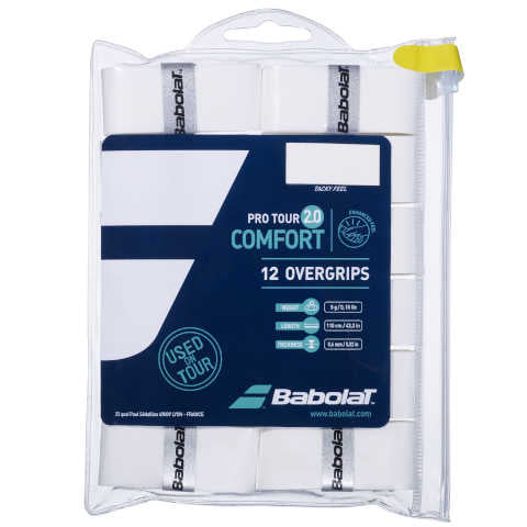 BABOLAT PRO TOUR 2.0 COMFORT OVERGRIP WHITE (12X)