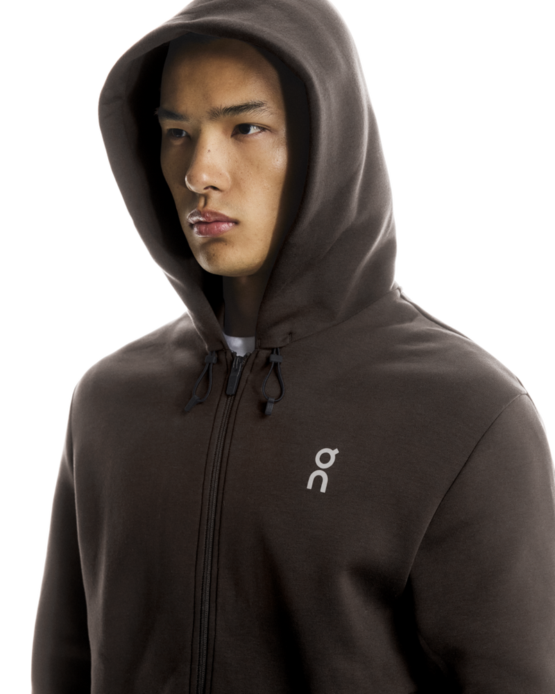ON RUNNING FOCUS TECH ZIP HOODIE PEBBLE MAN