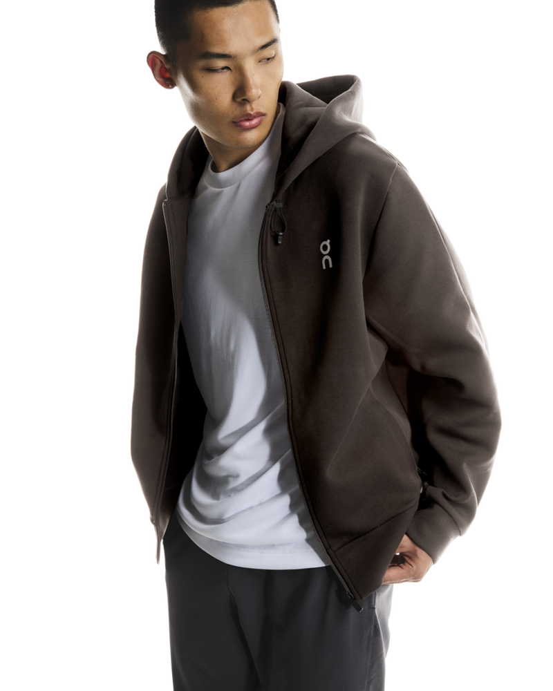 ON RUNNING FOCUS TECH ZIP HOODIE PEBBLE MAN