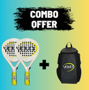 YOYO-PADEL 2X RACQUET CARBON 12K 3D + BACKPACK BLACK/GREEN