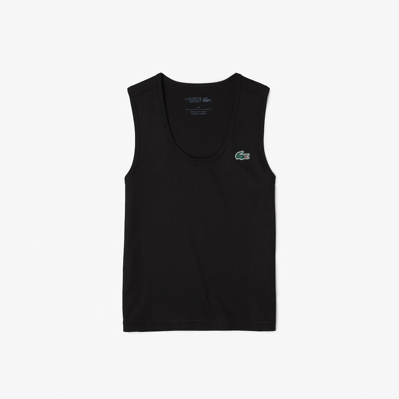 LACOSTE SPORT SLIM FIT RIBBED TANK TOP BLACK WOMAN