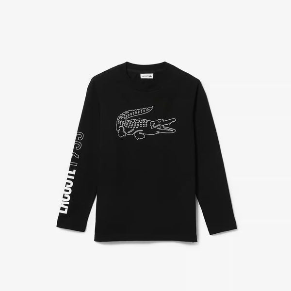 LACOSTE CROCODILE PRINT T-SHIRT BLACK BOY