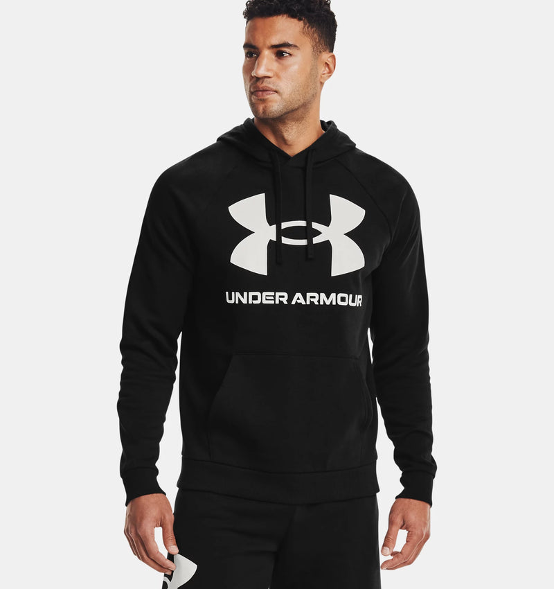 UNDER ARMOUR RIVAL FLEECE BIG LOGO HOODIE BLACK MAN