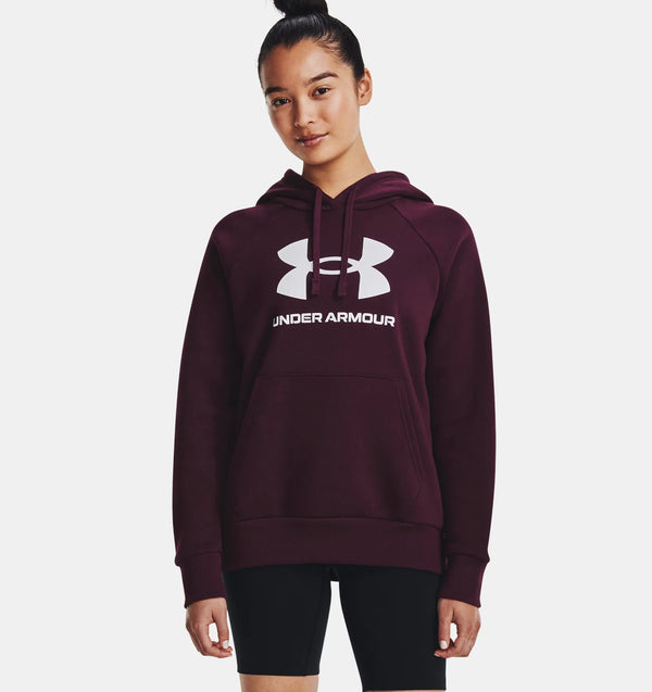 UNDER ARMOUR RIVAL FLEECE BIG LOGO HOODIE DARK MAROON WOMAN