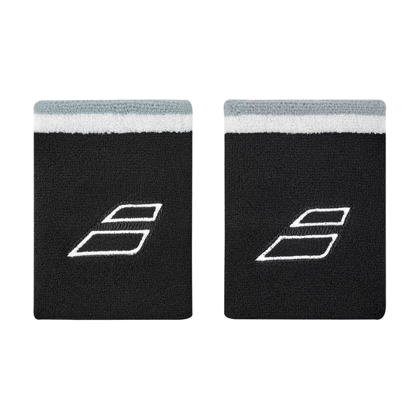 BABOLAT TERRY JUMBO WRISTBAND BLACK/WHITE (2X)